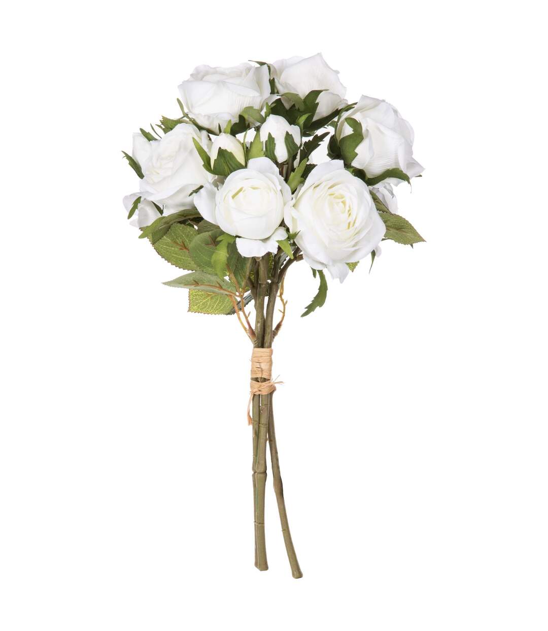 Bouquet artificiel de 14 Roses - H. 40 cm - Blanc