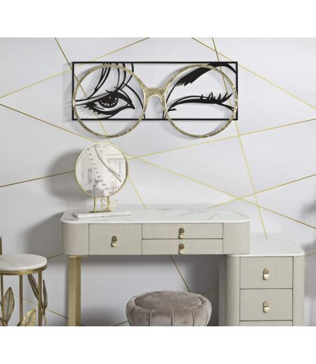 Décoration Murale Encadrée en Métal Eyewear 89cm Noir & Or