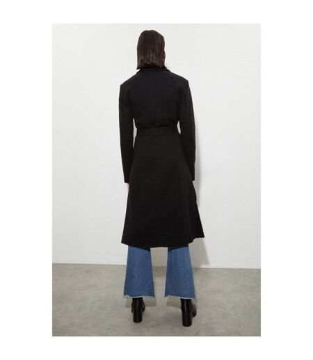 Womens/ladies longline wrap tall coat black Dorothy Perkins