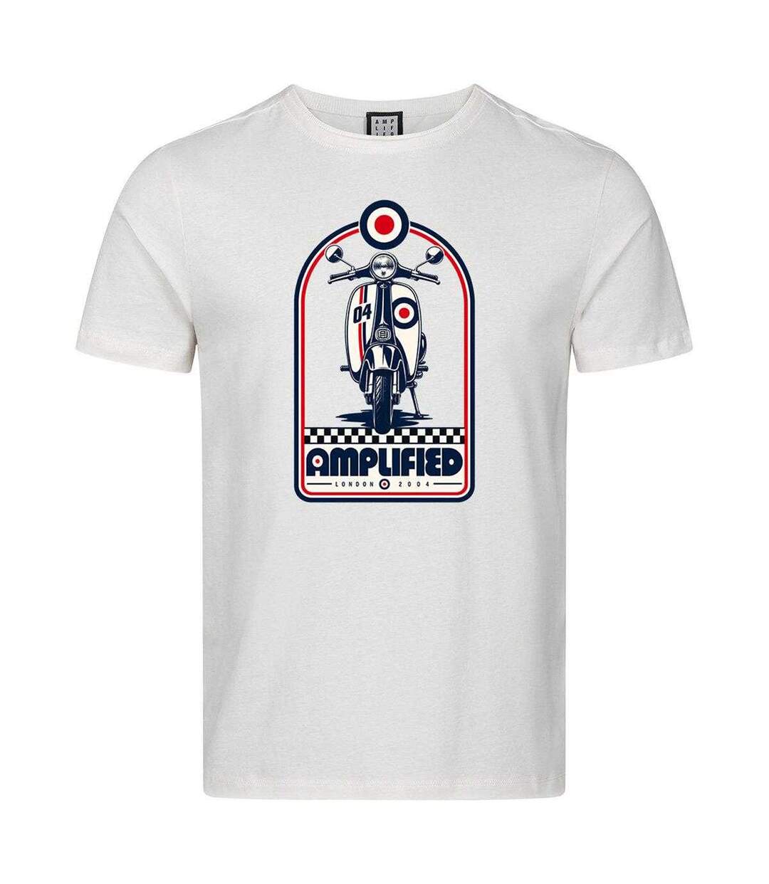 T-shirt Motif/style Cible Mod Retro Scooter Homme Vieux Blanc Amplified-1