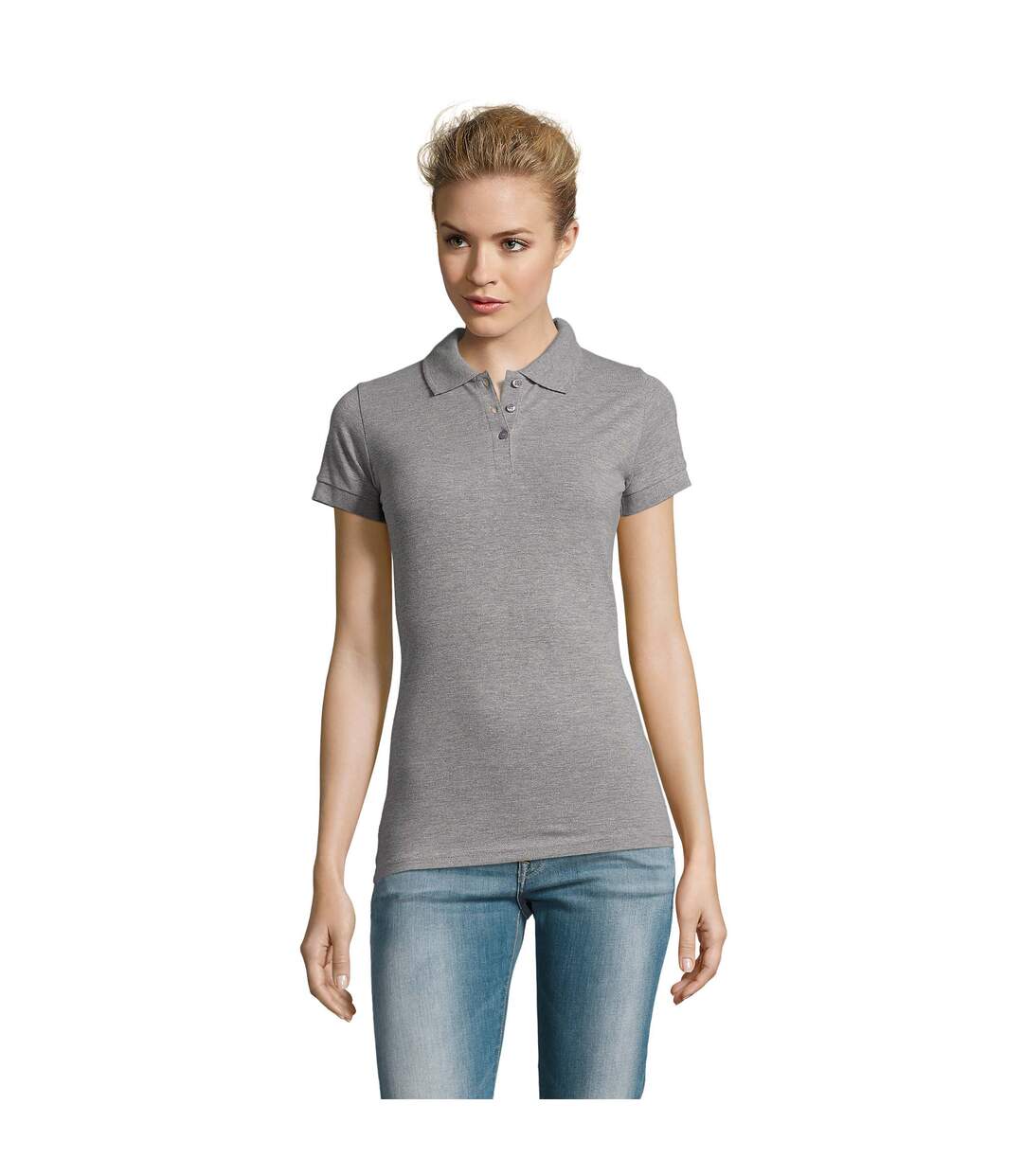Polo Perfect Femme Gris Chiné SOLS-1
