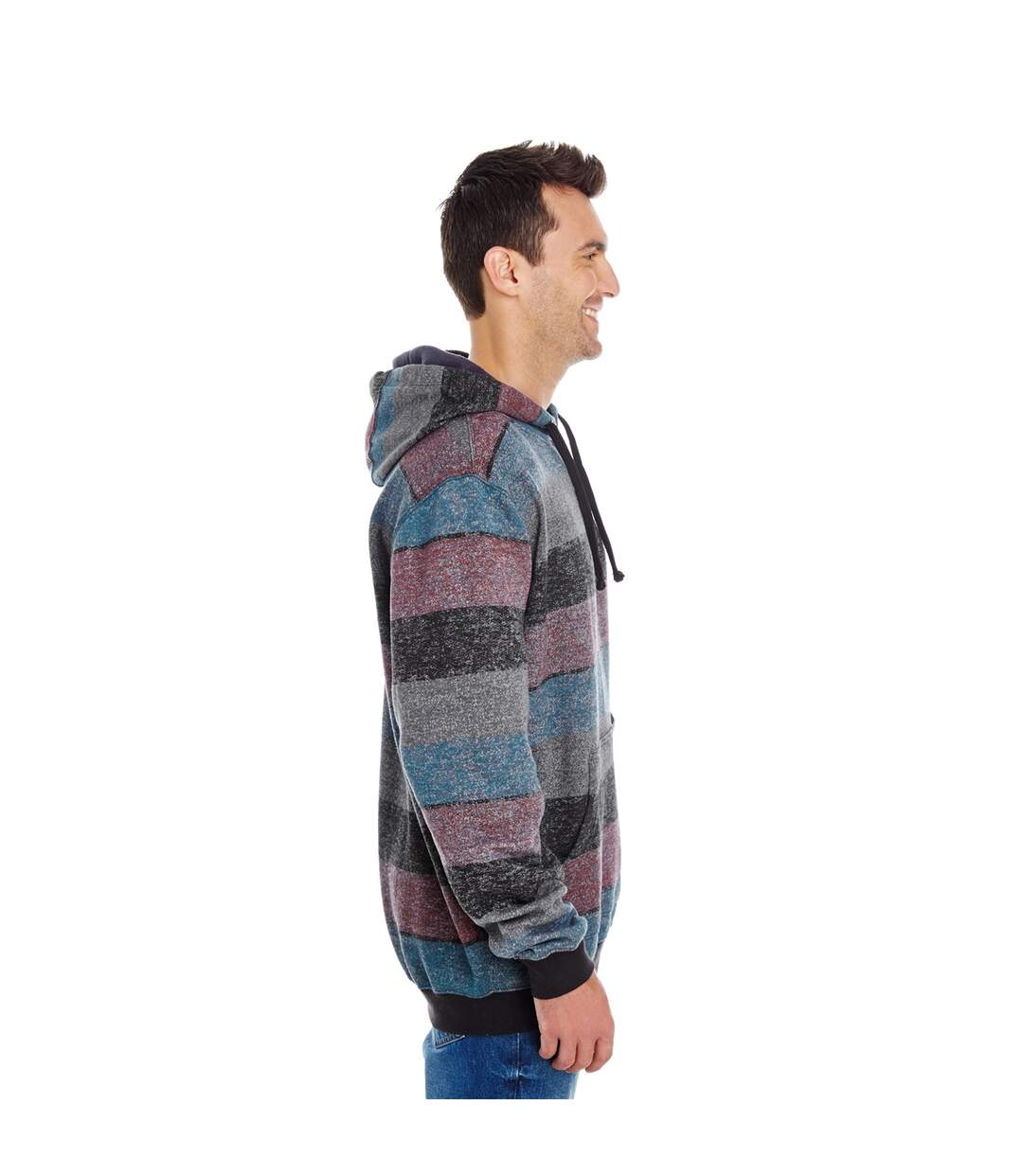 Sweat À Capuche Motif/style Rayé Homme Rouge Noir Burnside-2