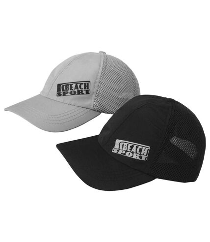 Pack of 2 Men's Beach Sport Baseball Caps - Grey Black