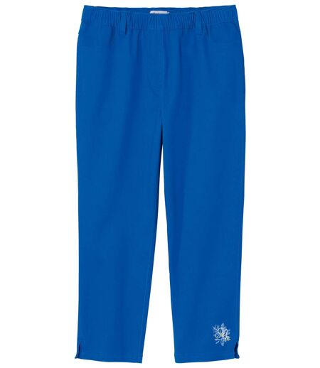 Women's Stretchy Capri Pants -Royal Blue