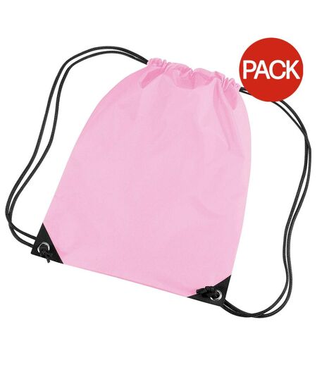 Bagbase Premium Gymsac Water Resistant Bag (11 Liters) (Pack of 2) (Classic Pink) (One Size) - UTBC4326