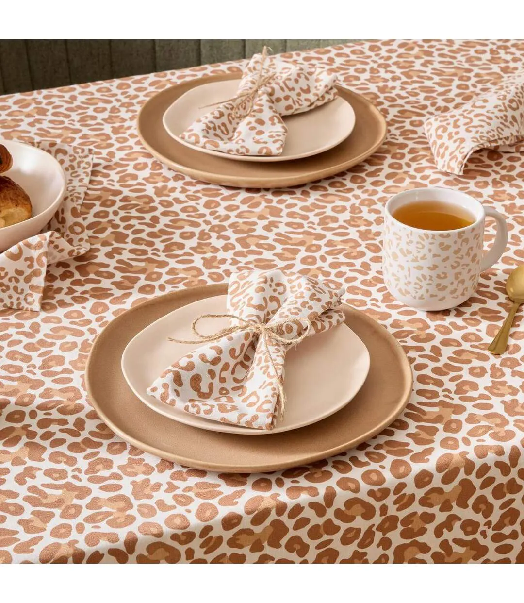 Lot de 4 Serviettes de Table Leopardi 40x40cm Beige-4