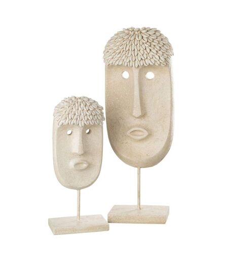 Statue Déco Masque Ethnique 52cm Beige
