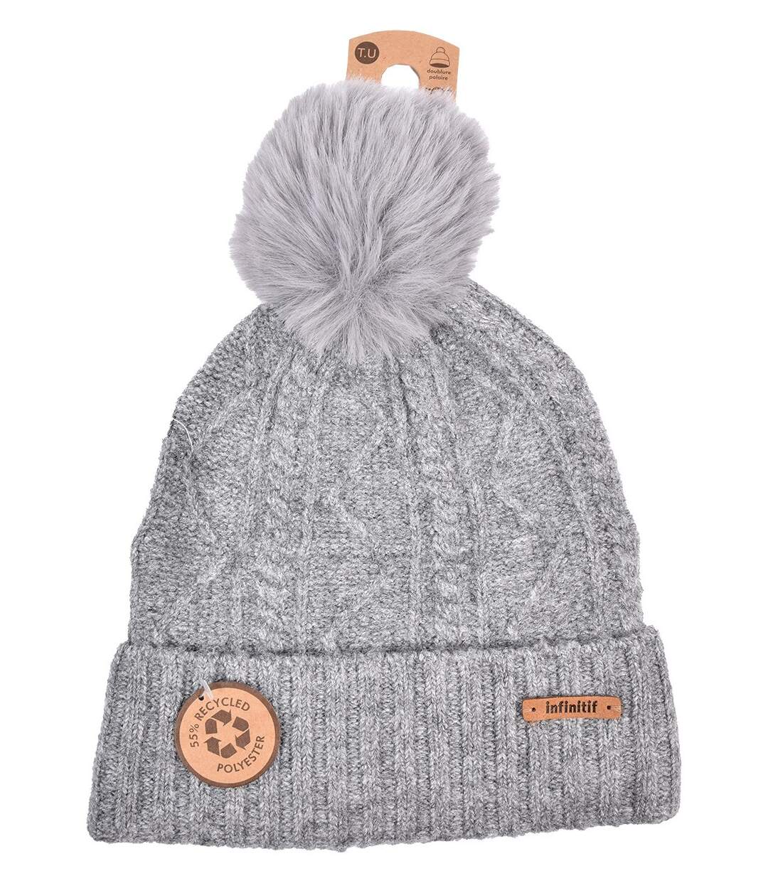 Bonnet Pompon INFINITF Femme 0212 POLAIRE GRIS