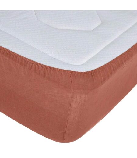 Drap Housse en Lin Adorable 160x200cm Terracotta