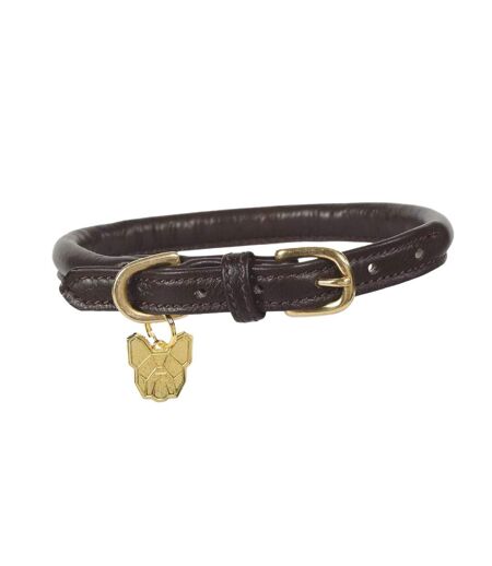 Rolled leather buckle dog collar xs neckline: 29cm-34cm brown Digby & Fox