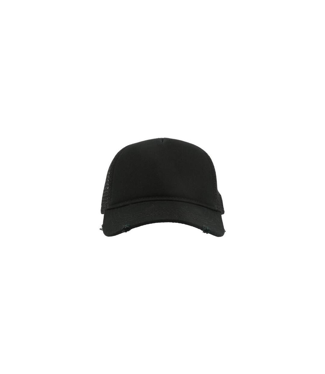 Atlantis Rapper Destroyed 5 Panel Weathered Trucker Cap (Black/Black) - UTAB204-1
