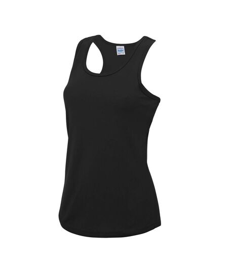 Just Cool Girlie Fit Sports Ladies Vest / Tank Top Jet Black AWDis