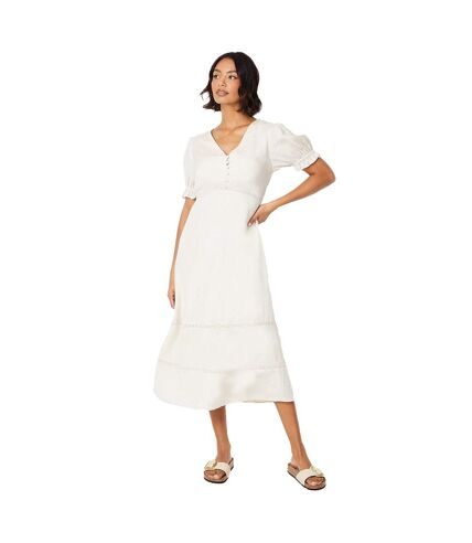 Womens/ladies broderie button front midi dress ivory Dorothy Perkins