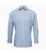 Premier Mens Gingham Long-Sleeved Shirt (Light Blue/White)