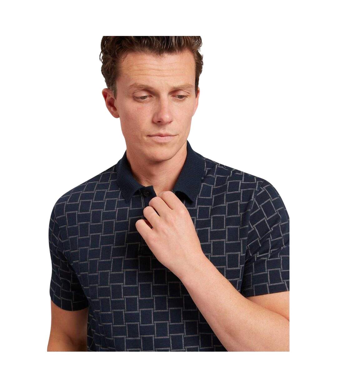 Polo Motif/style Damier Homme Bleu Marine Ted Baker-3