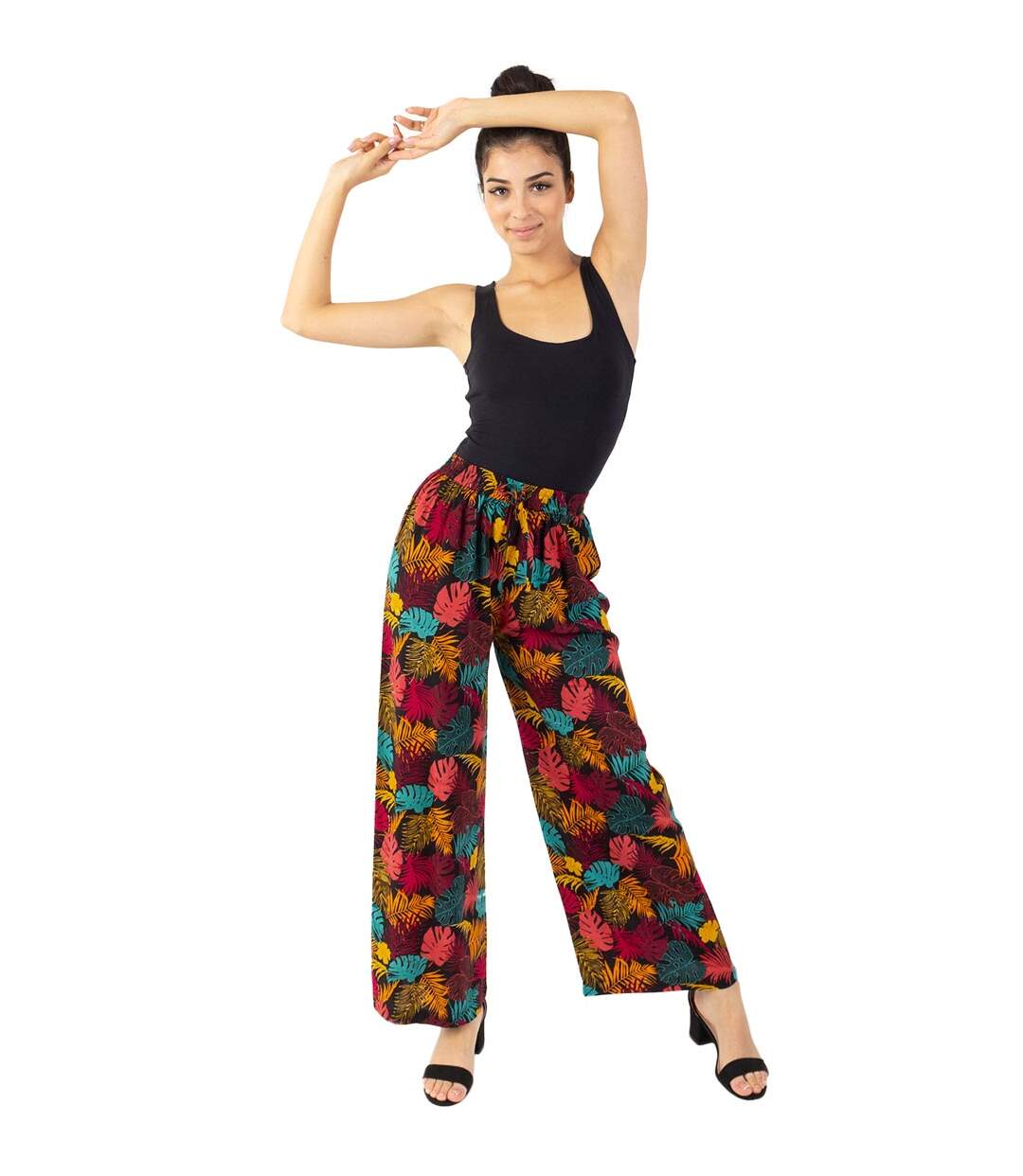 Pantalon fluide taille élastiquée MILLY motif tropical Coton Du Monde