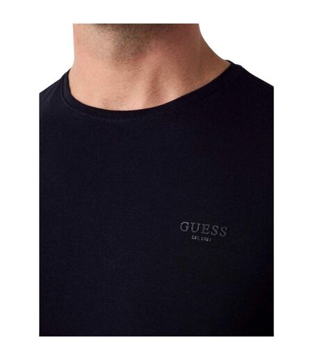 Mens Embroidered Logo Slim T-shirt Jet Black Guess