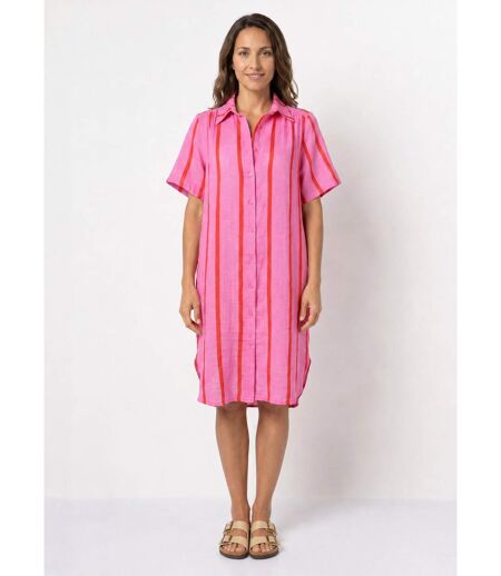 Robe chemise courte à rayures vives