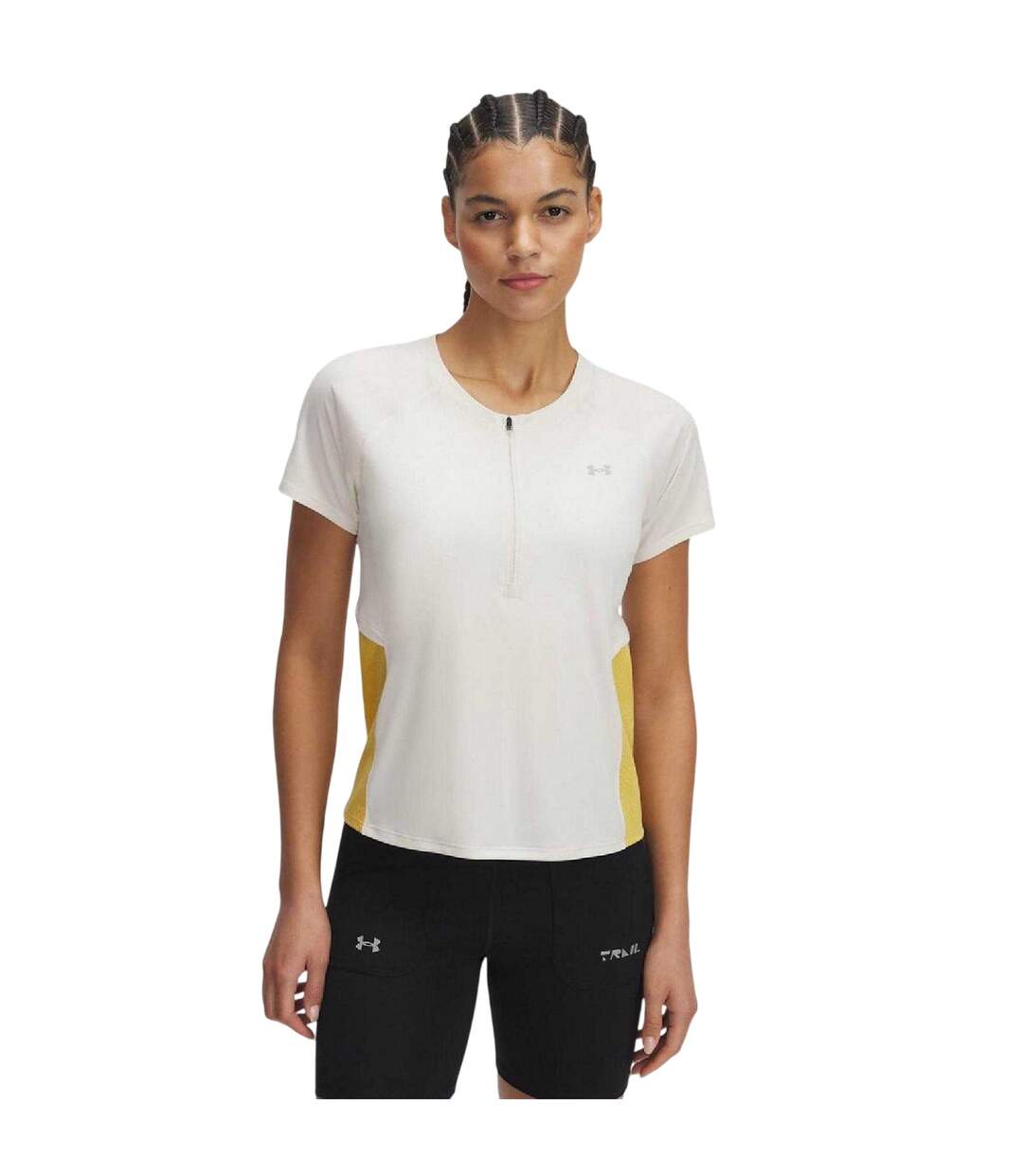 Haut Trail Run Femme Blanc Jaune Under Armour-4