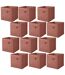 Lot de 12 cubes de rangement pliables en tissus avec poignée - 30x30x30cm - Rouge Tomette