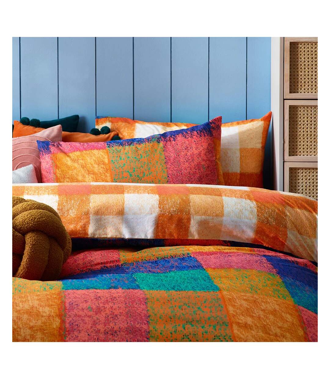 Alma checked duvet cover set multicoloured Furn-2