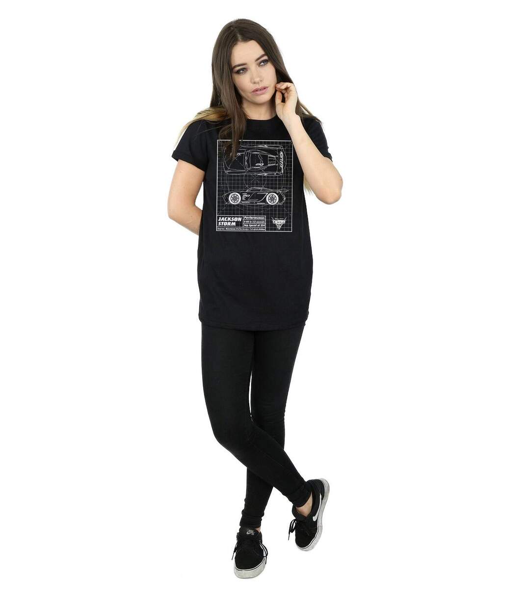 Disney - T-shirt CARS JACKSON STORM BLUEPRINT - Femme (Noir) - UTBI16110-4