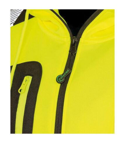 Mens safety hoodie fluorescent yellow/black Result Genuine Recycled