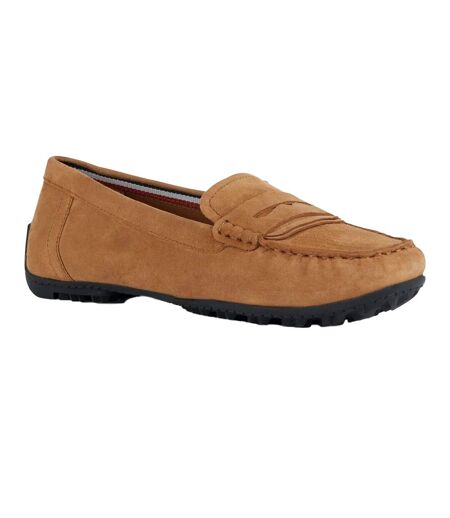 Womens/ladies kosmopolis suede moccasins camel Geox