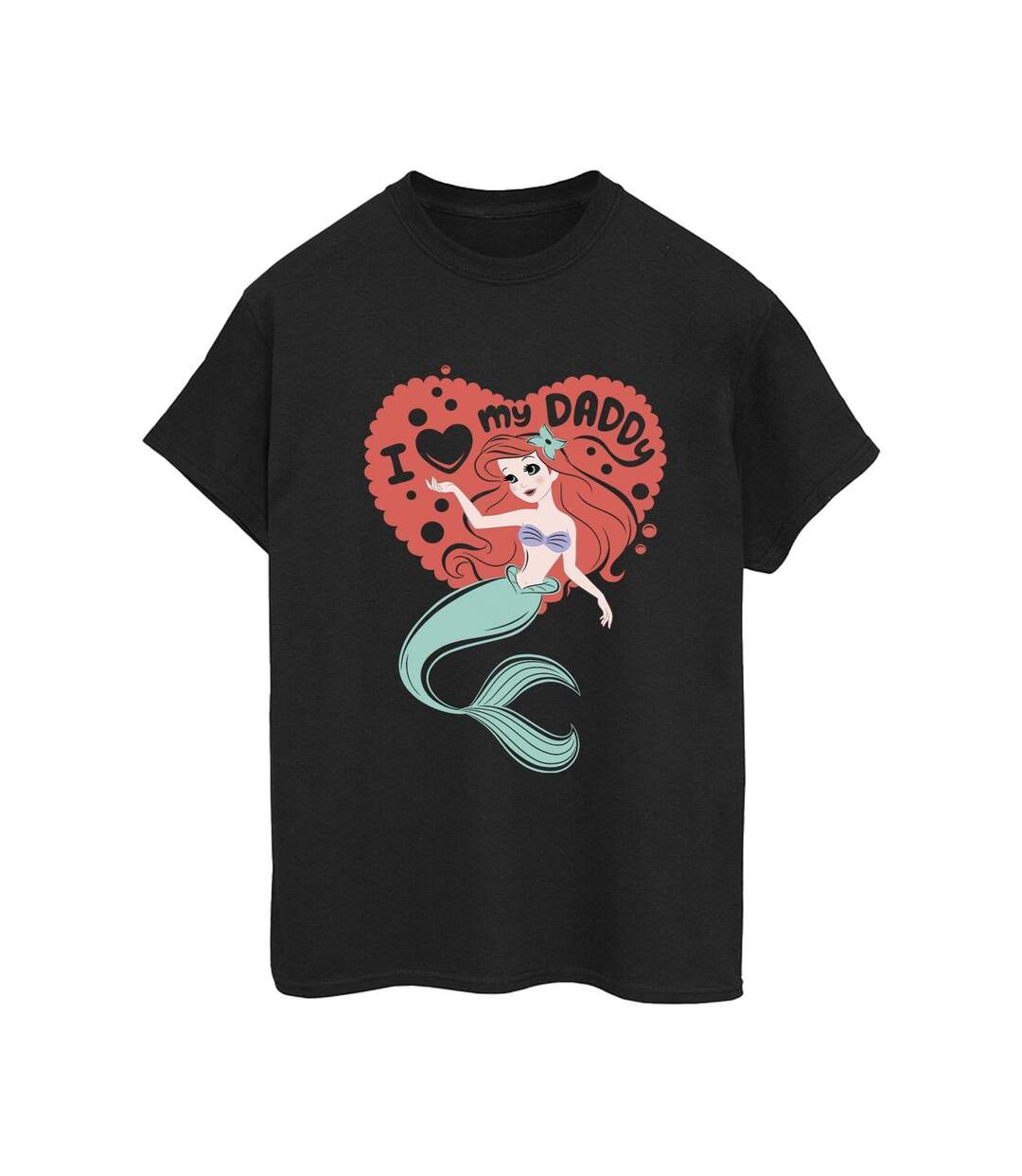 Disney Femme/Ladies The Little Mermaid Love Daddy Cotton Boyfriend T-Shirt (Noir) - UTBI30984-1