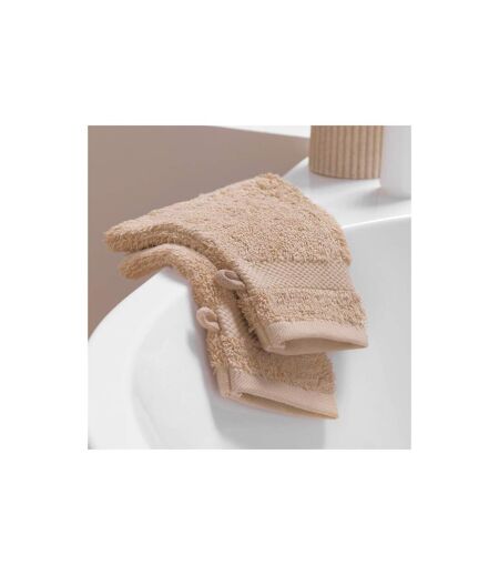 Lot de 2 Gants de Toilette Elegance 15x21cm Noisette