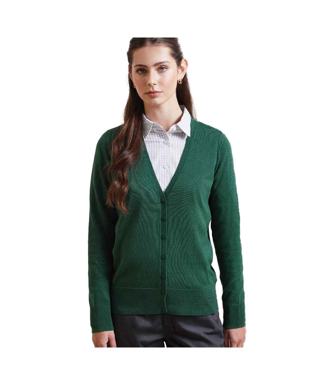 Womens/ladies cotton acrylic v neck cardigan bottle green Premier