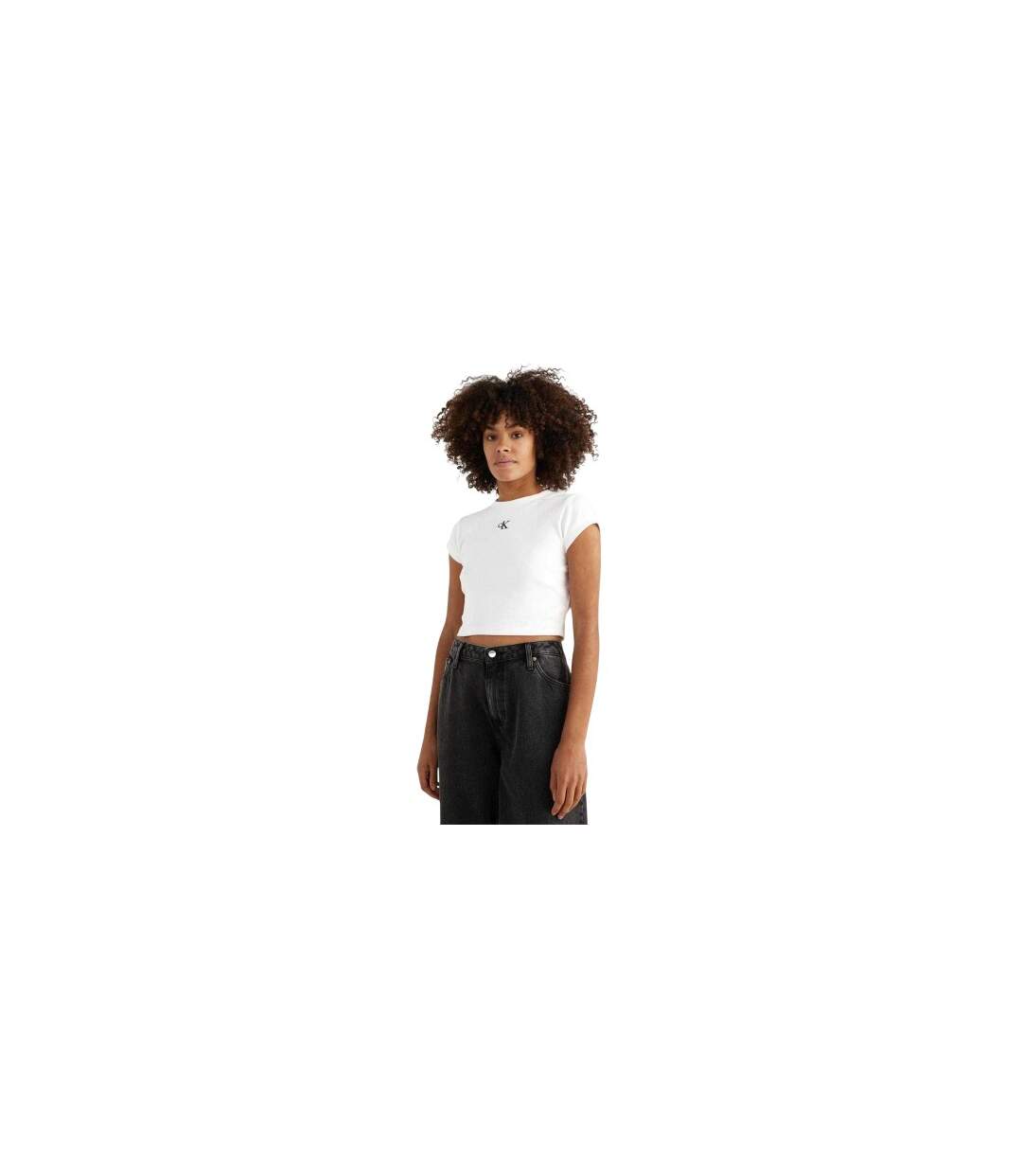T-shirt Court Motif/style Monochrome Femme Blanc Calvin Klein-1