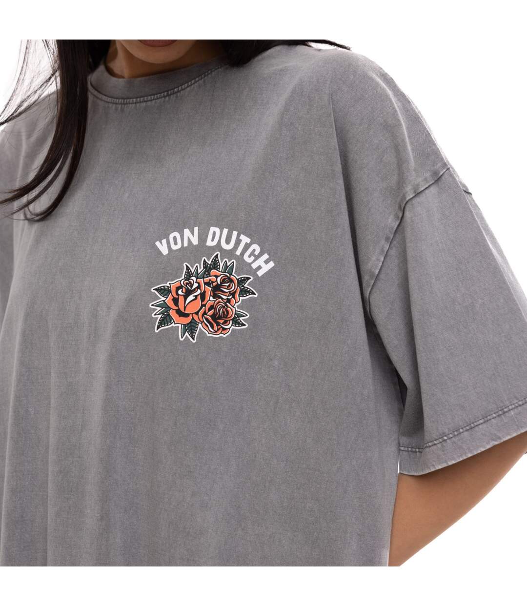 T-shirt femme relax fit col rond lava dye print devant et dos Hand Vondutch-2