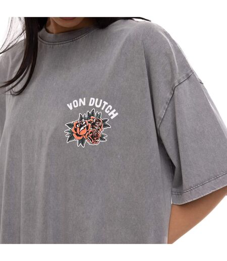 T-shirt femme relax fit col rond lava dye print devant et dos Hand Vondutch