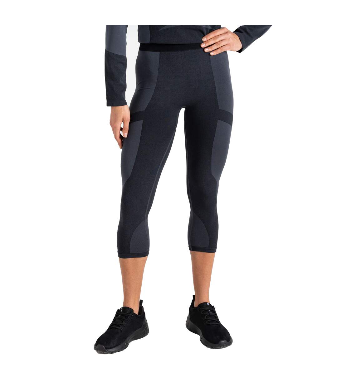 Womens/ladies In The Zone Ii Panel 3/4 Leggings Black Black Dare 2B-2