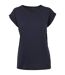 Womens/ladies Extended Shoulder Regular T-shirt Navy New Morning Studios-1
