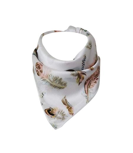 Foulard polysatin motif plumes