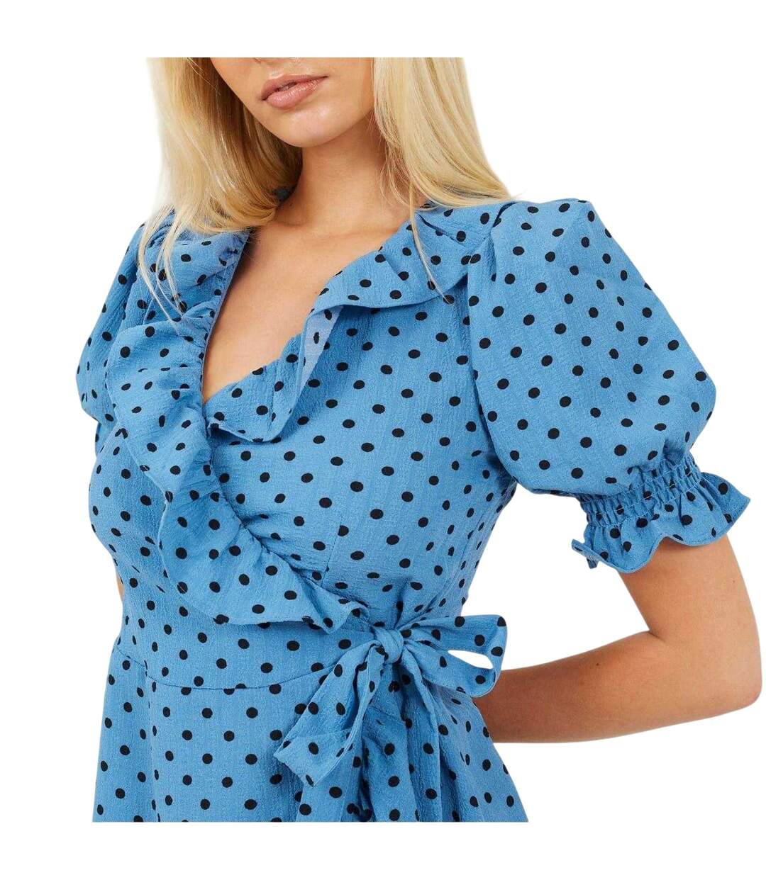 Robe Portefeuille Motif/style À Pois Femme Bleu Noir Brave Soul-4