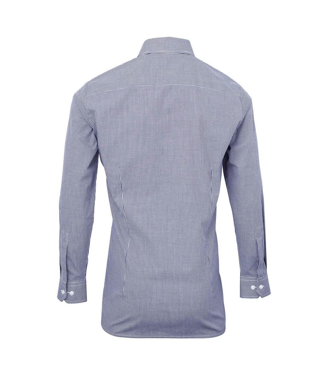 Chemise Gingham Homme Bleu Marine Blanc Premier-2