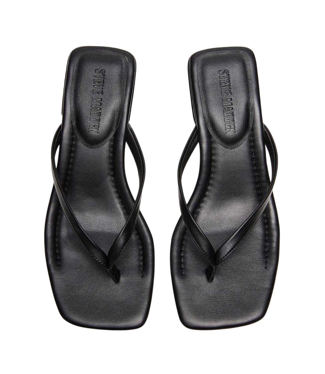Womens/ladies Caribbean Leather T-bar Flip Flops Black Steve Madden-3