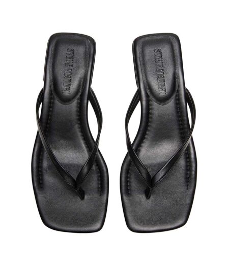 Womens/ladies Caribbean Leather T-bar Flip Flops Black Steve Madden