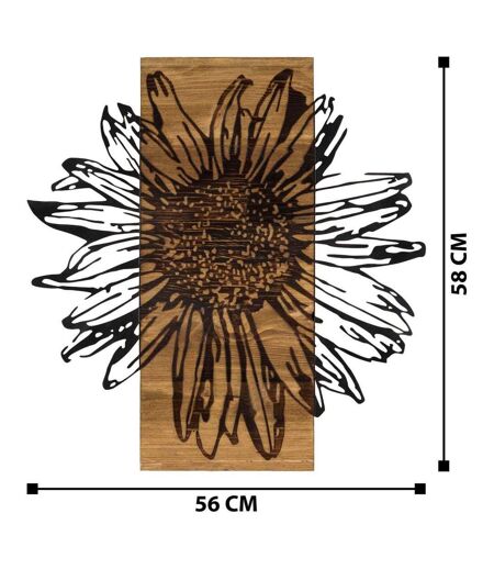 Décoration murale en bois et métal Walnut Marguerite