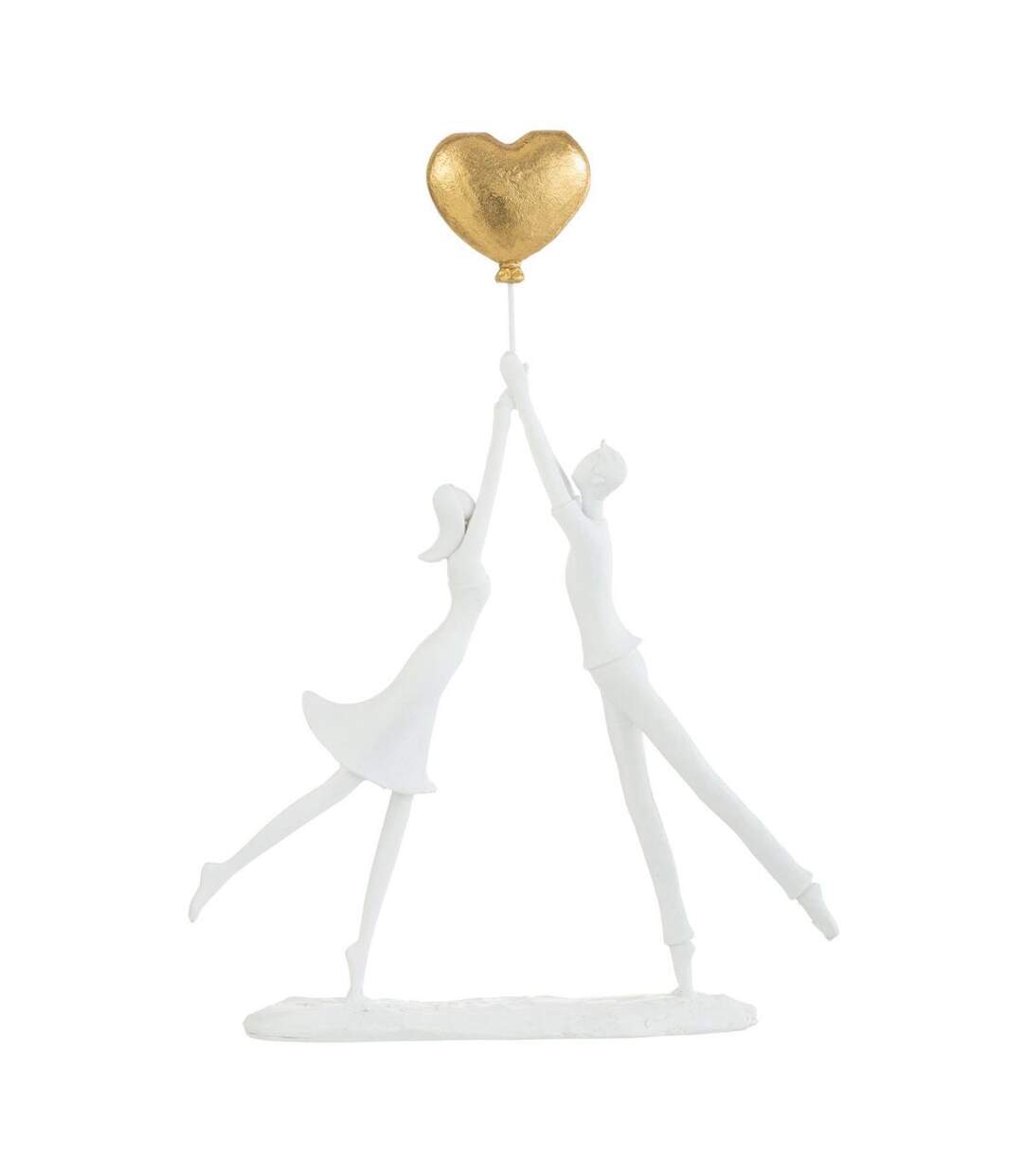 Statuette Déco Couple Debout Cœur 37cm Blanc-1