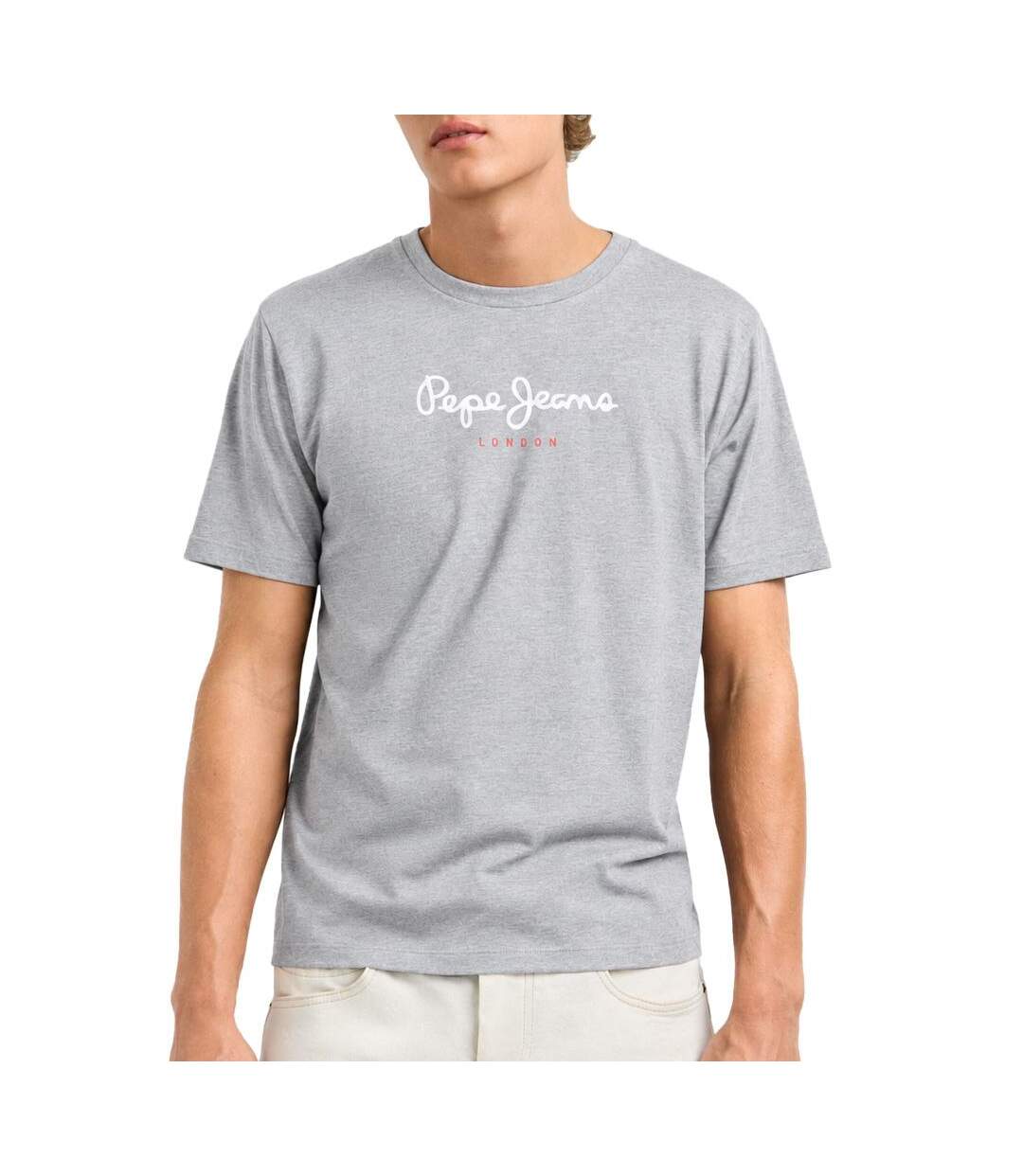 T-Shirt gris clair homme pepe jeans eggo-1