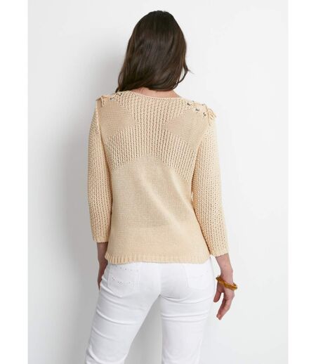 Pull col rond laçage fantaisie