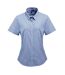 Premier Womens/Ladies Microcheck Short Sleeve Cotton Shirt (Light Blue/White) - UTRW5522