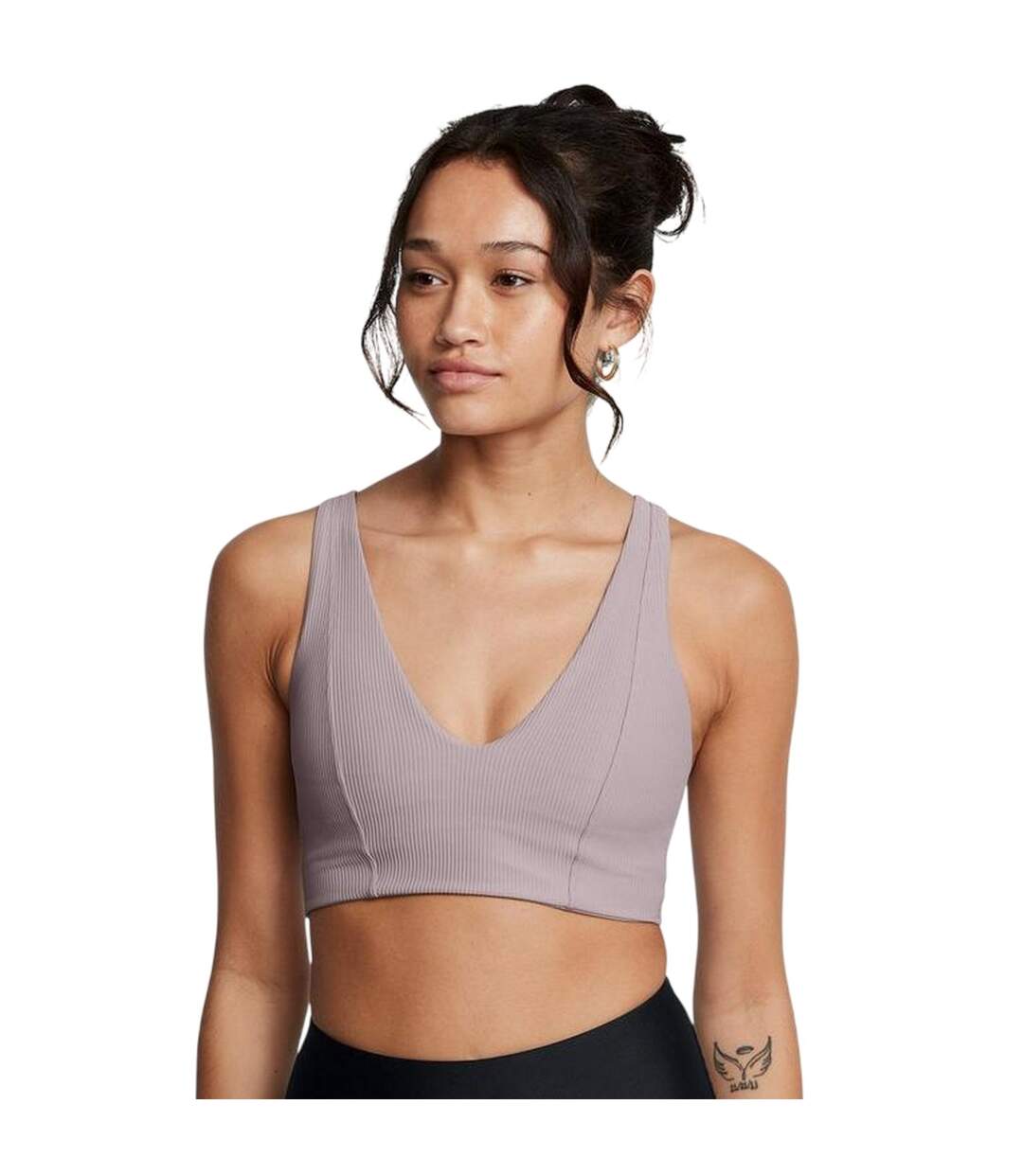 Brassière Motif/style Côtelé Femme Gris Under Armour-4