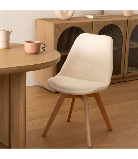 Lot de 4 chaises design scandinave en bouclette - Blanc
