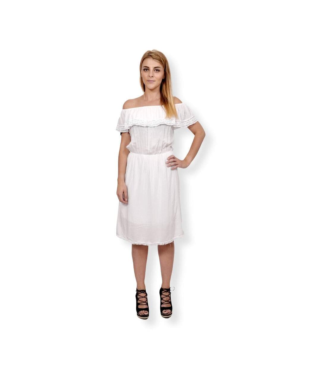 Robe femme - Sans manche - couleur blanche - Longueur genoux