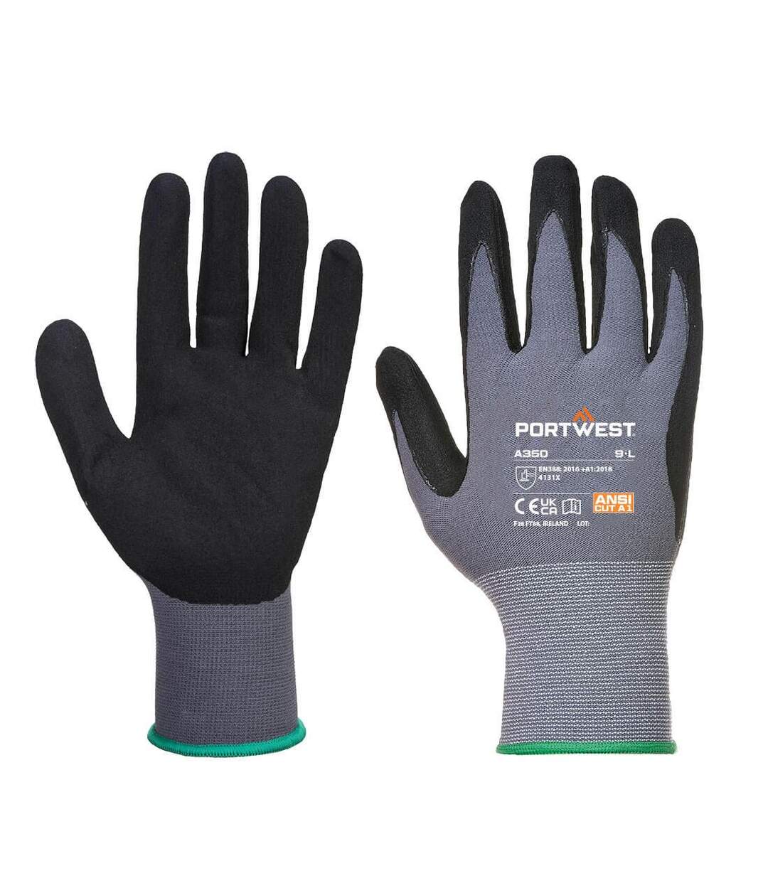 Unisex adult a350 dermiflex grip gloves s black Portwest-1